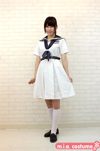 芦屋学園高等学校 夏服 白いセーラーワンピース」有名校レプリカ 男性